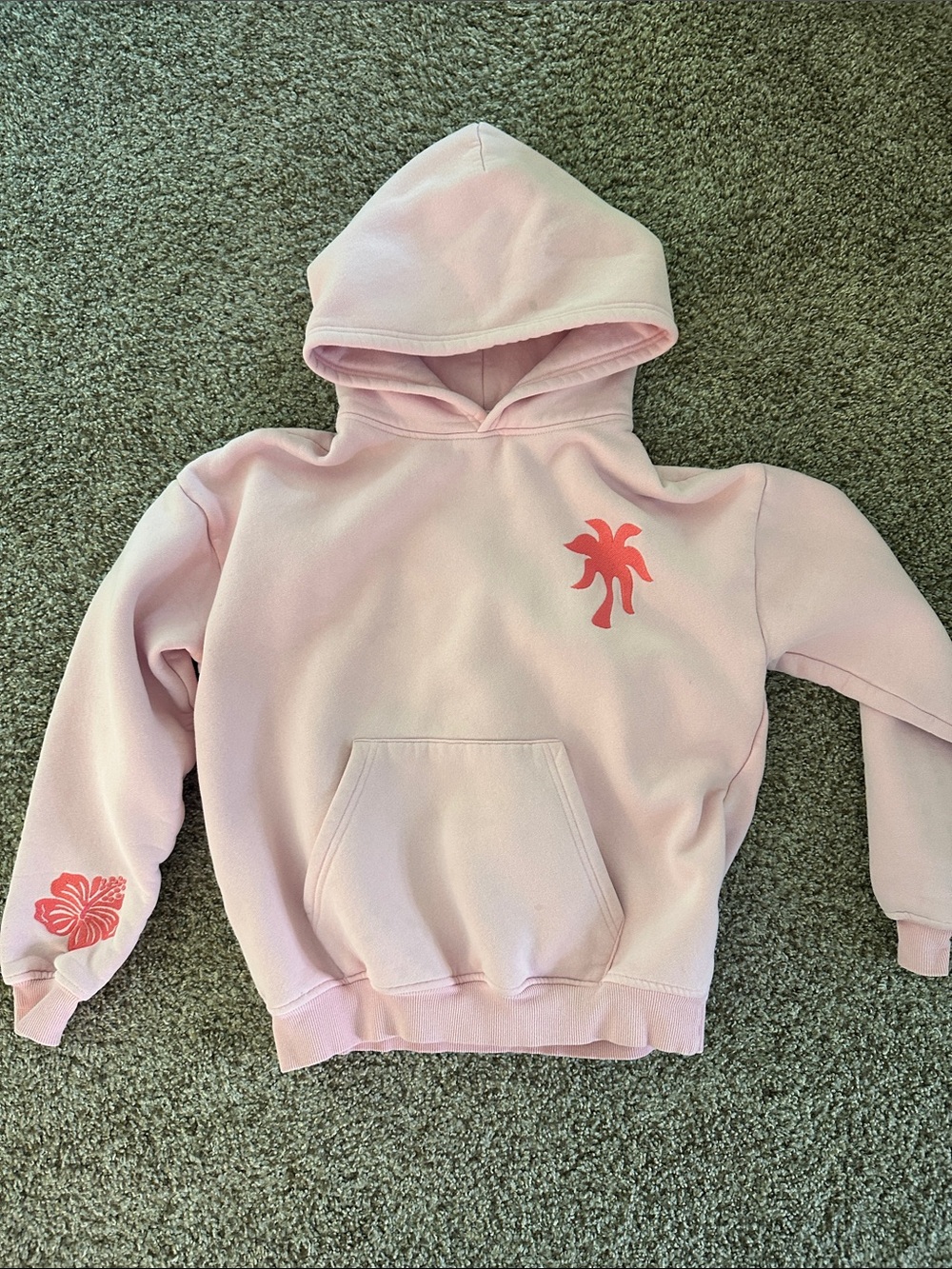 Girls' Light Pink Palm Puff Graphic Hoodie Sweatshirt